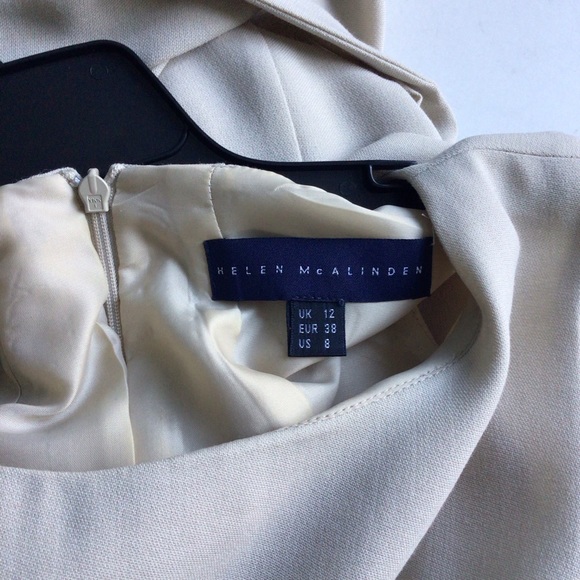 Helen McAlinden pleated sheath dress with bow belt beige sleeveless. Size 8 - Picture 9 of 10